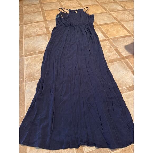 Lily Rose Maxi Dress Women's L Navy Blue Colorful Embroidered Halter Strappy - Picture 5 of 8